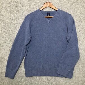 Vtg GAP V-Neck Sweater Men M Blue Wool Cotton Raglan Y2K Preppy Classic Academia